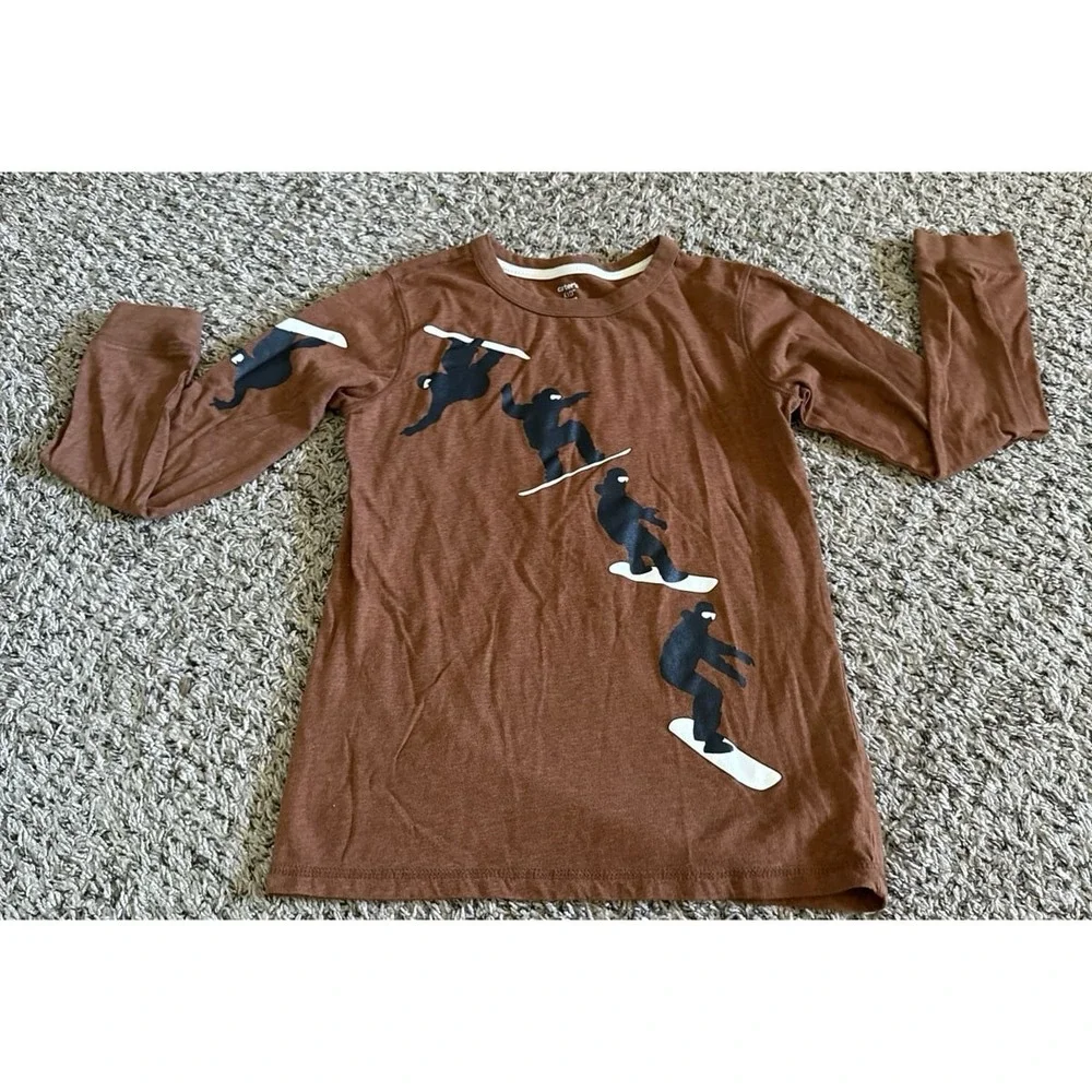 Carter's Boys Brown Double-side Graphic Snowboarding Long Sleeve Tee‎ Size 10/12